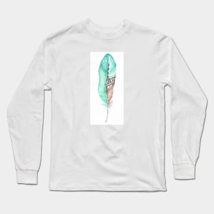 Turquois Feather Long Sleeve T-Shirt